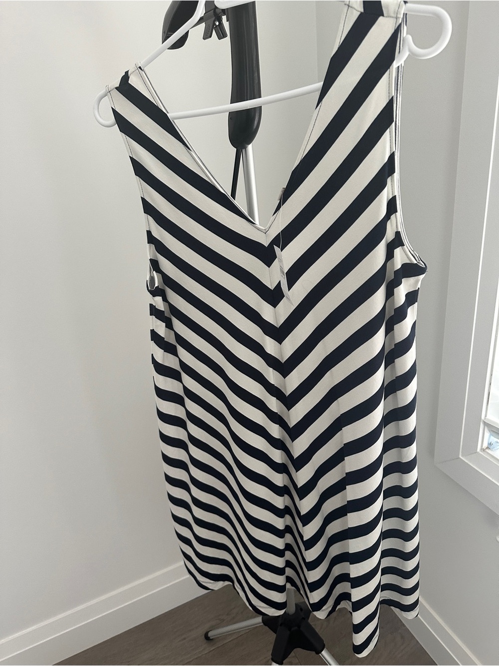LOFT Navy & White Striped Sleeveless Dress NWT Large - Picture 3 of 4